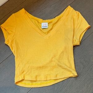 Sunny Vibes Yellow Ribbed Crop Top